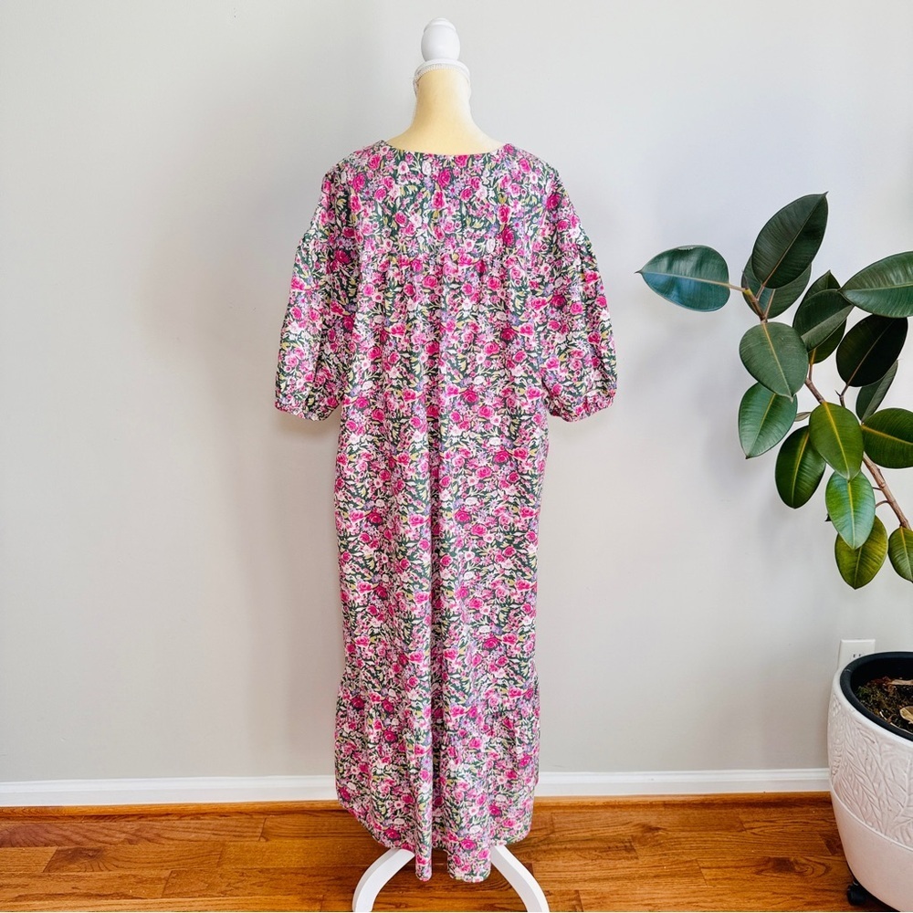 MNG By Mango Linda Dress Midi Pink Ditzy Floral Puff Sleeve - Picture 10 of 11